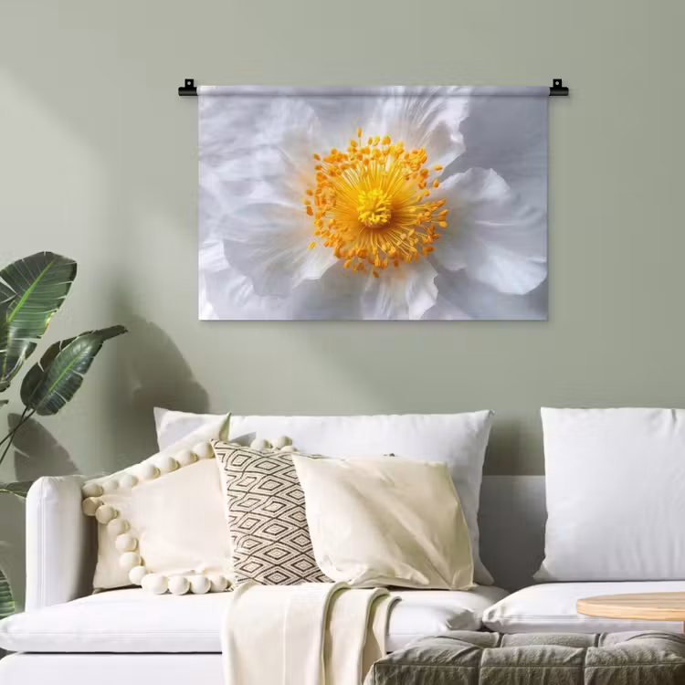 Wit - Bloem - Elegant Wandkleed katoen klein -sfeer7
