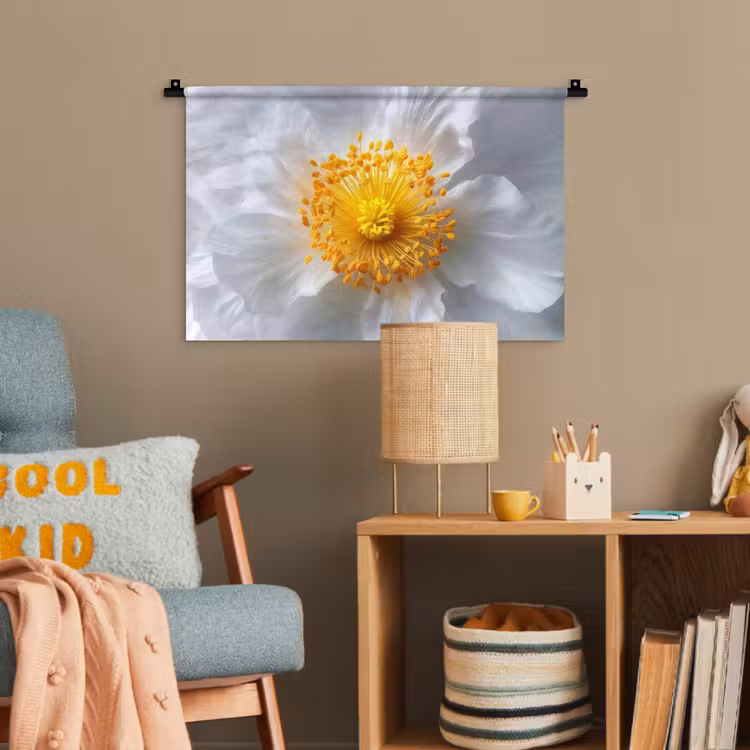 Wit - Bloem - Elegant Wandkleed katoen klein -wsfeer4_kind