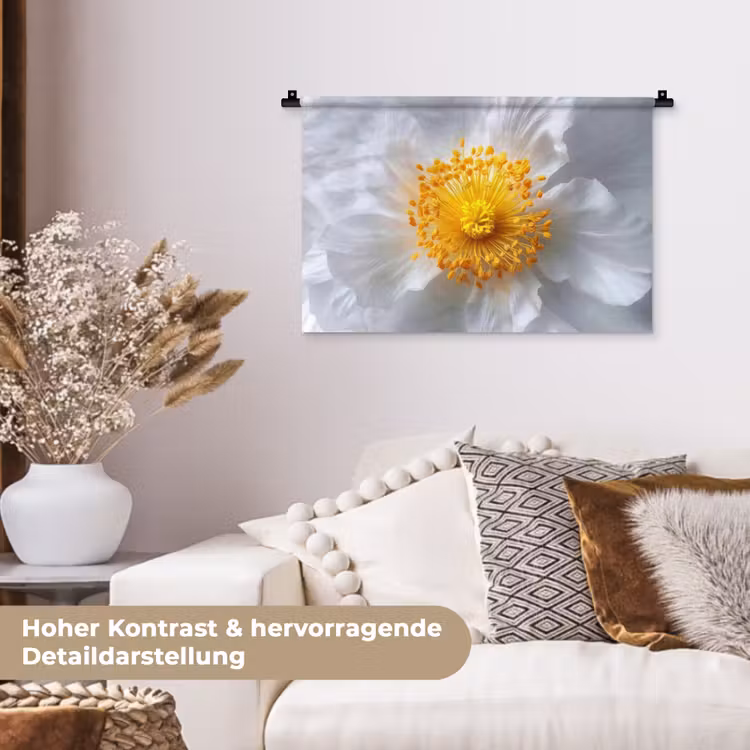 Wit - Bloem - Elegant Wandkleed katoen klein -tsfeer1_DE