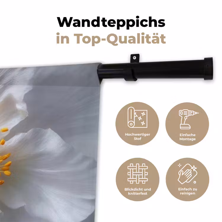 Wit - Bloem - Elegant Wandkleed katoen klein -tsfeer2_DE