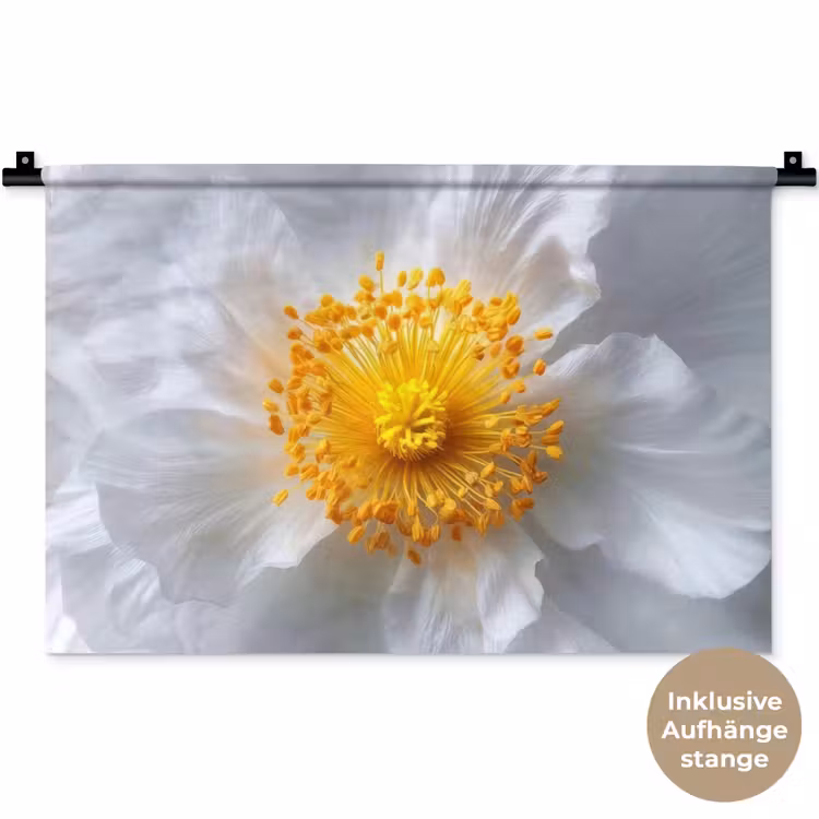 Wit - Bloem - Elegant Wandkleed katoen klein -t3d_DE