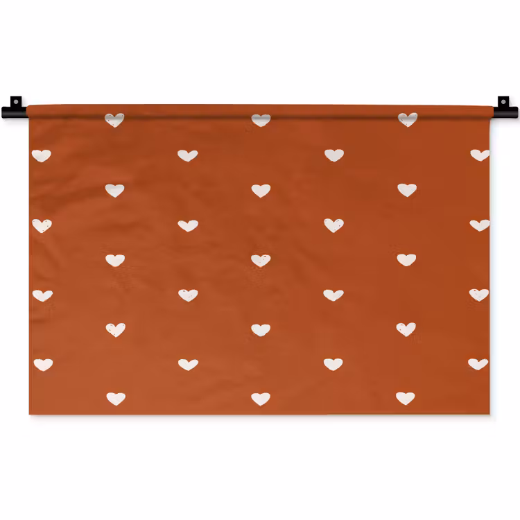 Wit - Hartjes - Patroon - Rood Wandkleed katoen klein 269 -zz3d
