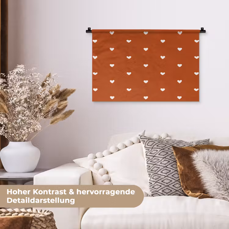 Wit - Hartjes - Patroon - Rood Wandkleed katoen klein 269 -tsfeer1_DE