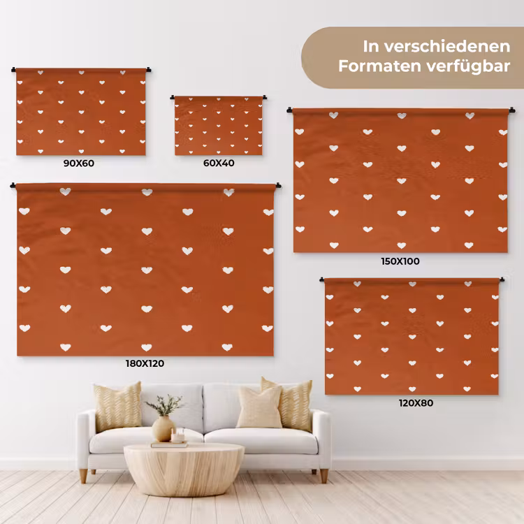 Wit - Hartjes - Patroon - Rood Wandkleed katoen klein 269 -tsfeer8_DE