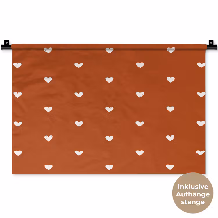 Wit - Hartjes - Patroon - Rood Wandkleed katoen klein 269 -t3d_DE