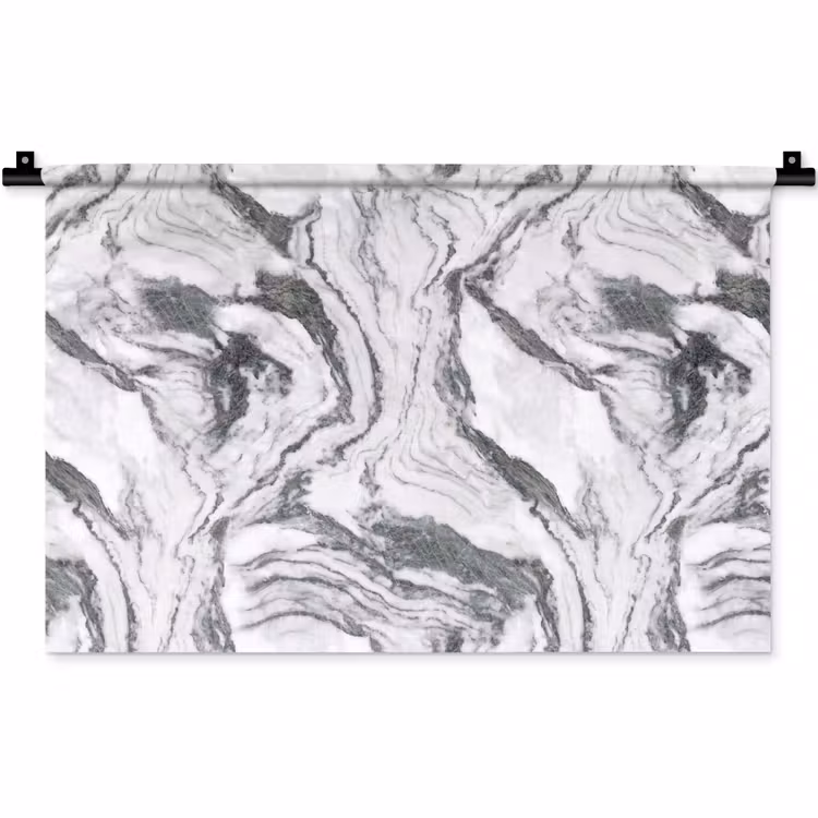 Wit - Marmer - Golvend - Grafiet Wandkleed katoen klein 269 -zz3d