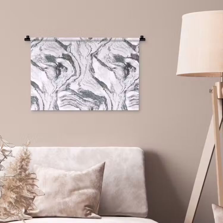 Wit - Marmer - Golvend - Grafiet Wandkleed katoen klein 269 -sfeer4