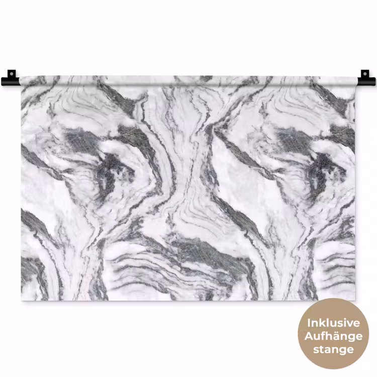 Wit - Marmer - Golvend - Grafiet Wandkleed katoen klein 269 -t3d_DE
