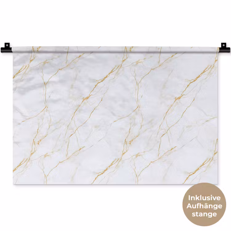 Wit - Marmer - Goud - Luxueus Wandkleed katoen klein 269 -t3d_DE