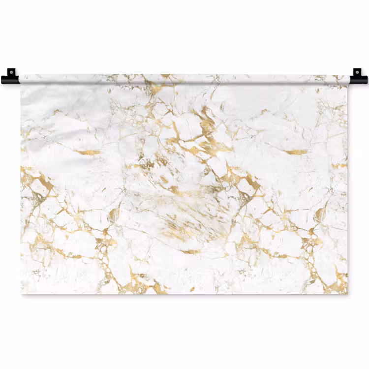 Wit - Marmer - Luxe - Goud Wandkleed katoen klein 269 -zz3d