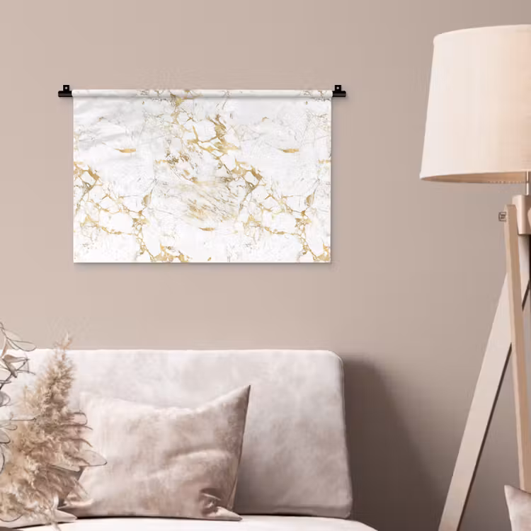 Wit - Marmer - Luxe - Goud Wandkleed katoen klein 269 -sfeer4