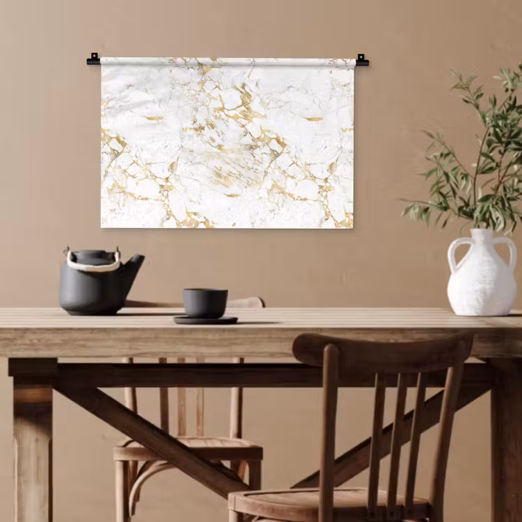Wit - Marmer - Luxe - Goud Wandkleed katoen klein 269 -sfeer6