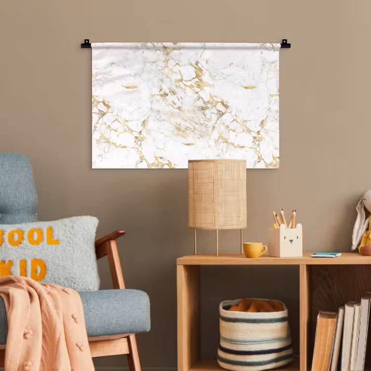 Wit - Marmer - Luxe - Goud Wandkleed katoen klein 269 -wsfeer4_kind
