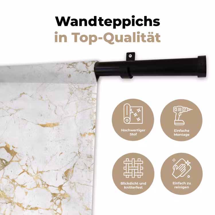 Wit - Marmer - Luxe - Goud Wandkleed katoen klein 269 -tsfeer2_DE