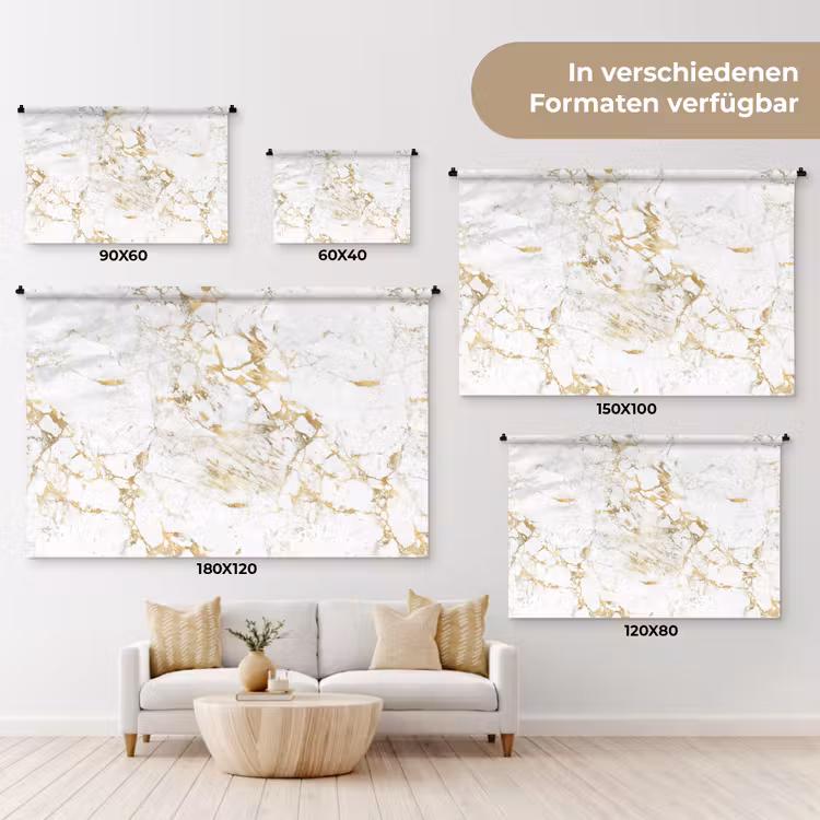 Wit - Marmer - Luxe - Goud Wandkleed katoen klein 269 -tsfeer8_DE