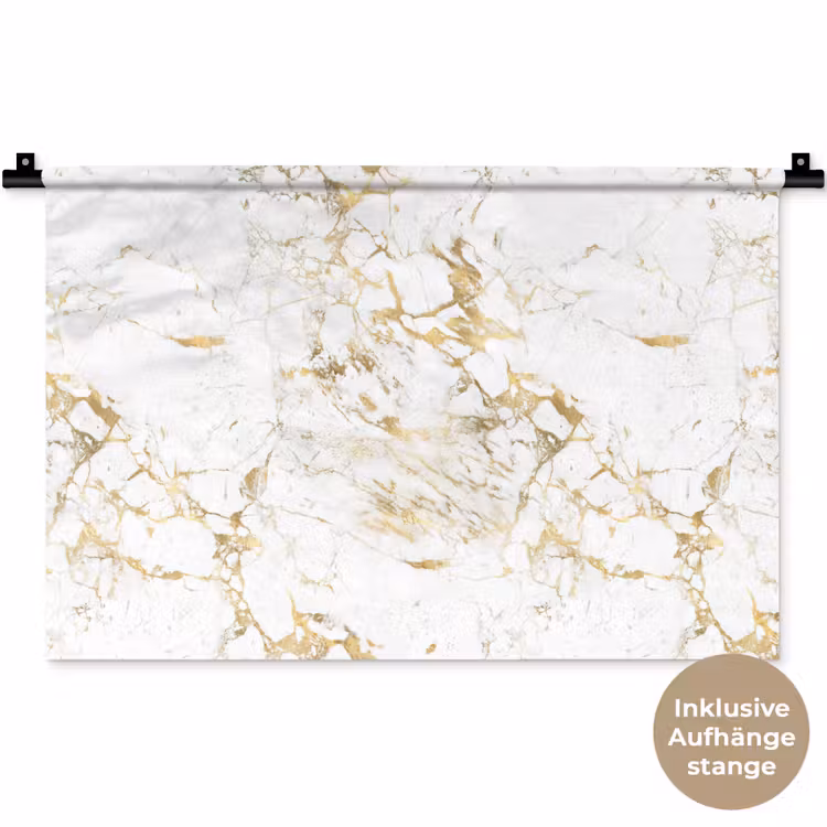Wit - Marmer - Luxe - Goud Wandkleed katoen klein 269 -t3d_DE
