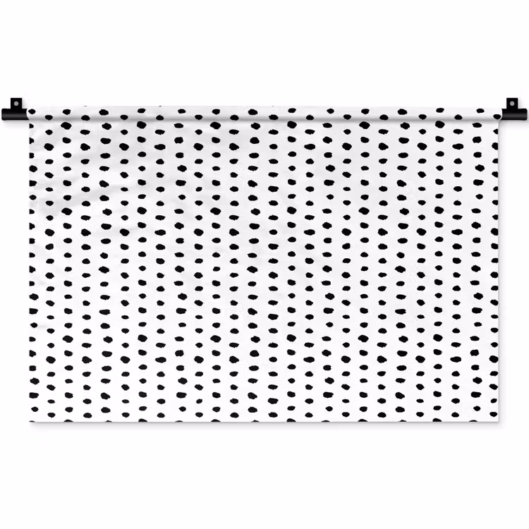 Wit - Zwart - Stippen - Patroon Wandkleed katoen klein 269 -zz3d