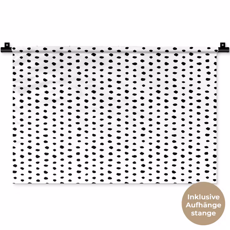 Wit - Zwart - Stippen - Patroon Wandkleed katoen klein 269 -t3d_DE