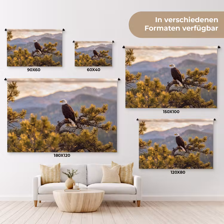 Zeearend - Boom - Bergen - Groen Wandkleed katoen klein -tsfeer8_DE
