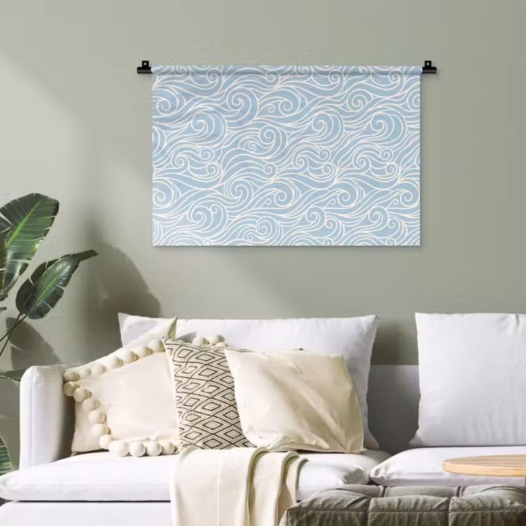 Golf - Abstract - Natuur - Modern - Blauw Wandkleed katoen klein -sfeer7