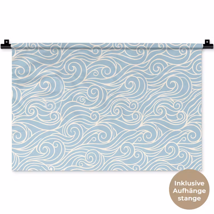 Golf - Abstract - Natuur - Modern - Blauw Wandkleed katoen klein -t3d_DE