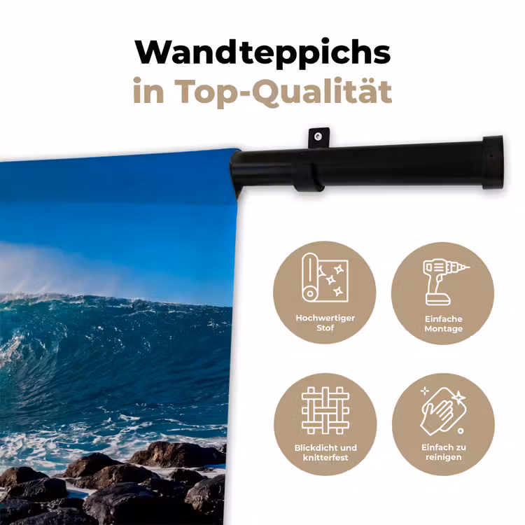 Golf - Oceaan - Brekend - Water - Blauw Wandkleed katoen klein -tsfeer2_DE