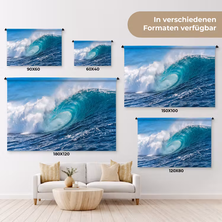 Golf - Oceaan - Water - Dynamisch - Blauw Wandkleed katoen klein -tsfeer8_DE