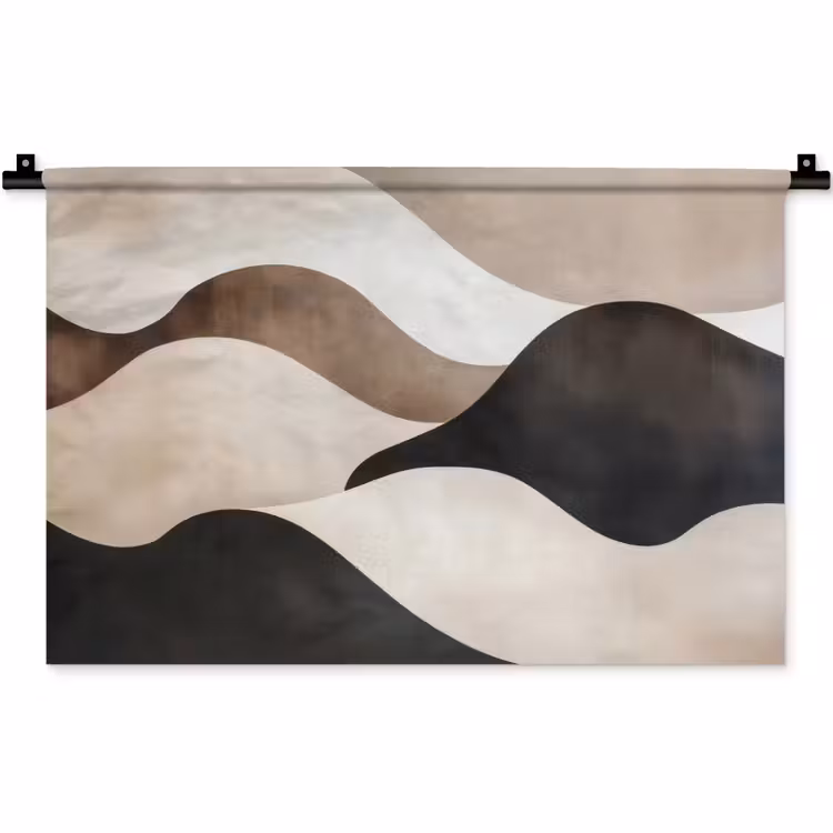 Golven - Abstract - Beige Wandkleed katoen klein -zz3d