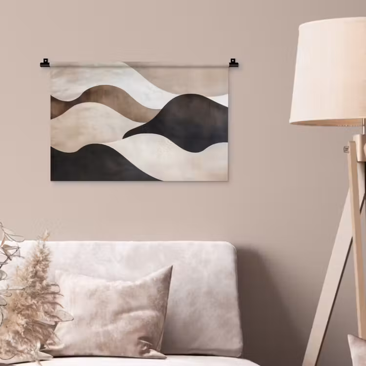 Golven - Abstract - Beige Wandkleed katoen klein -sfeer4