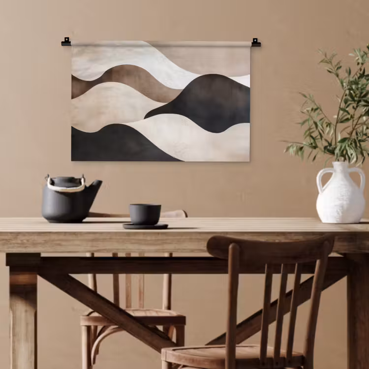 Golven - Abstract - Beige Wandkleed katoen klein -sfeer6