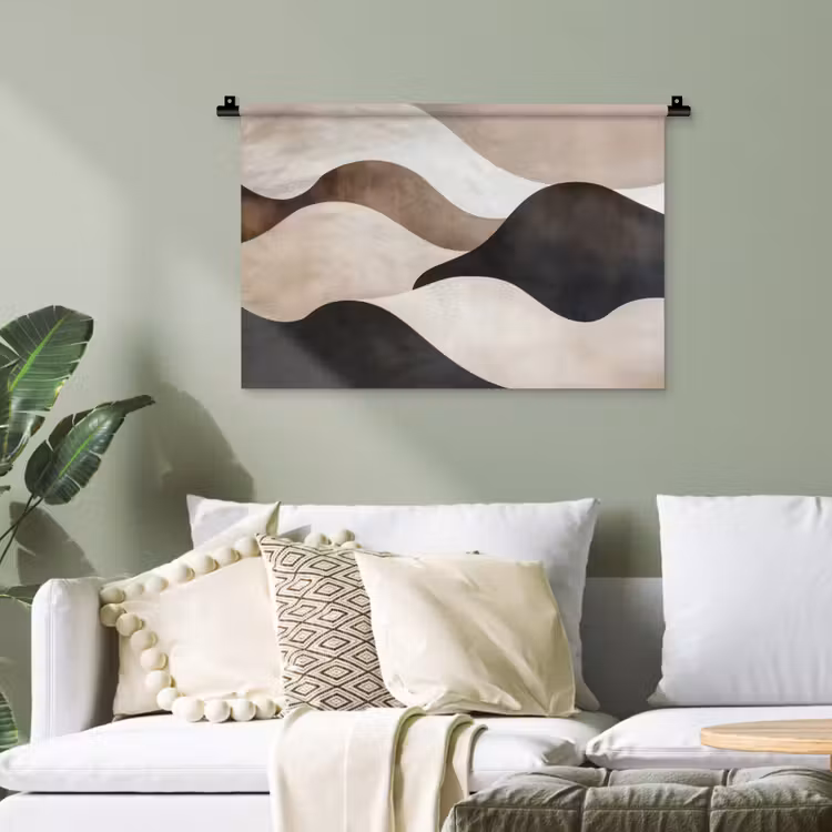 Golven - Abstract - Beige Wandkleed katoen klein -sfeer7