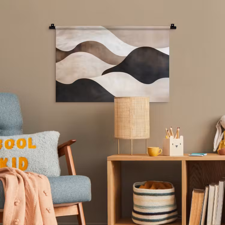 Golven - Abstract - Beige Wandkleed katoen klein -wsfeer4_kind