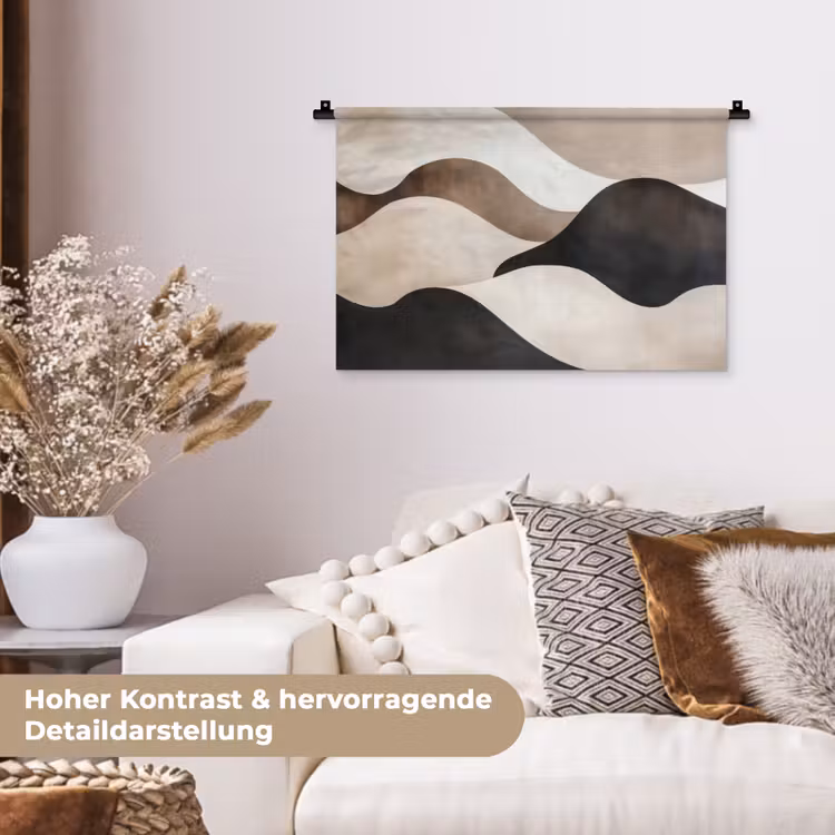 Golven - Abstract - Beige Wandkleed katoen klein -tsfeer1_DE