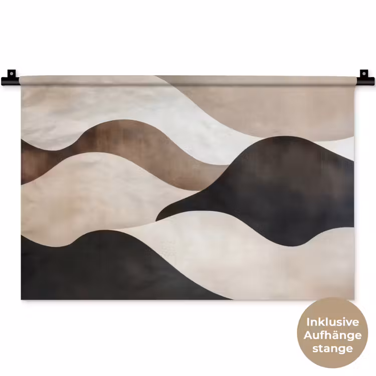Golven - Abstract - Beige Wandkleed katoen klein -t3d_DE