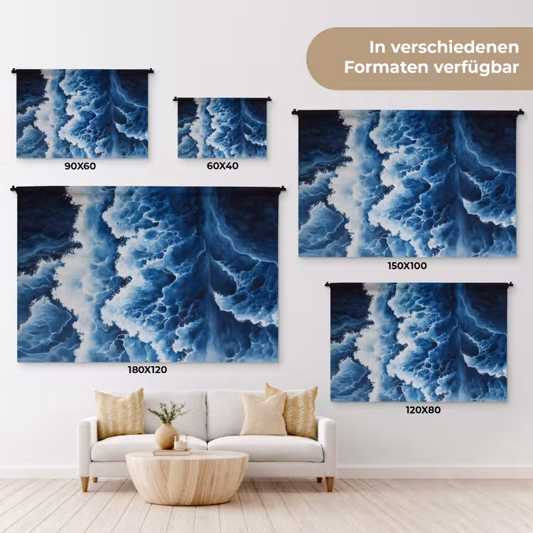 Golven - Blauw - Schuim Wandkleed katoen klein -tsfeer8_DE