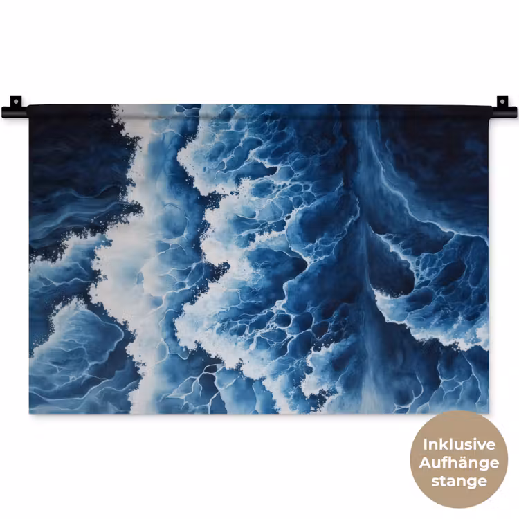 Golven - Blauw - Schuim Wandkleed katoen klein -t3d_DE