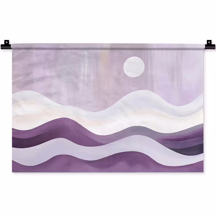 Golven - Heuvels - Abstract - Paars Wandkleed katoen klein -zz3d