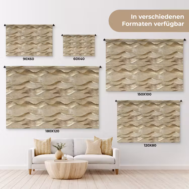Golven - Patroon - Goud Wandkleed katoen klein 269 -tsfeer8_DE
