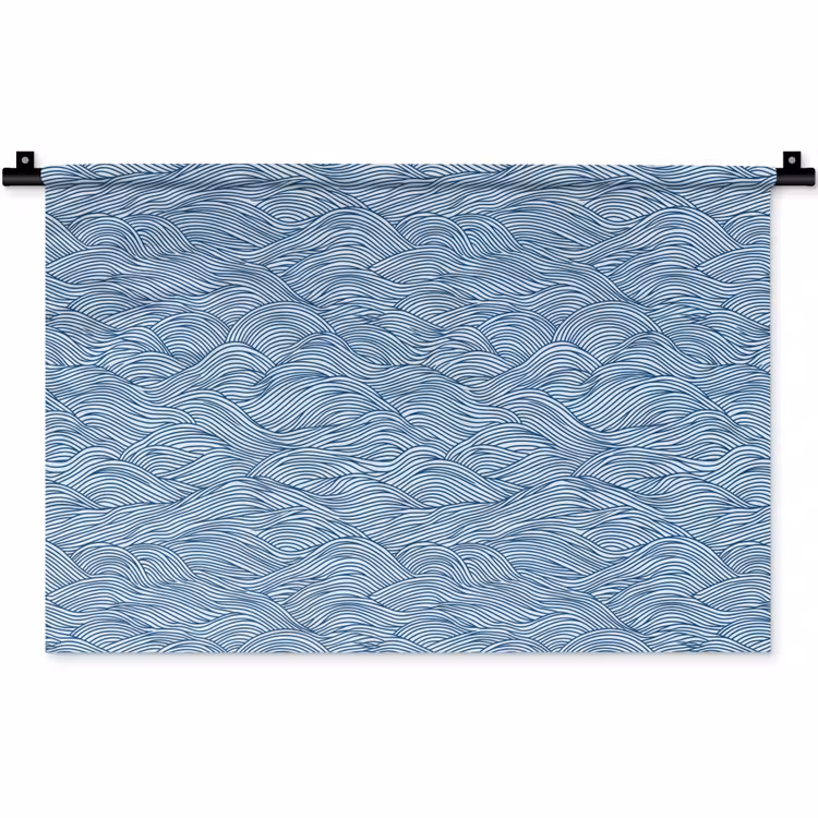 Golven - Ritmisch - Blauw Wandkleed katoen klein 269 -zz3d