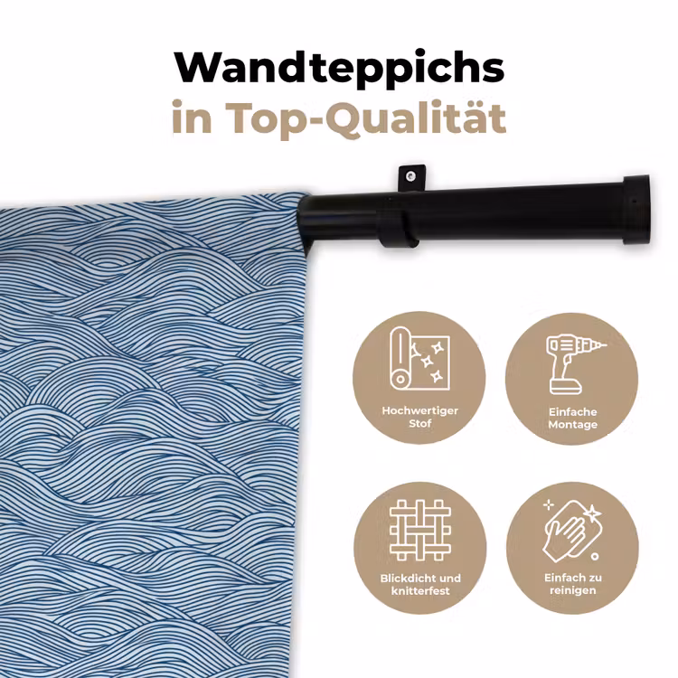 Golven - Ritmisch - Blauw Wandkleed katoen klein 269 -tsfeer2_DE