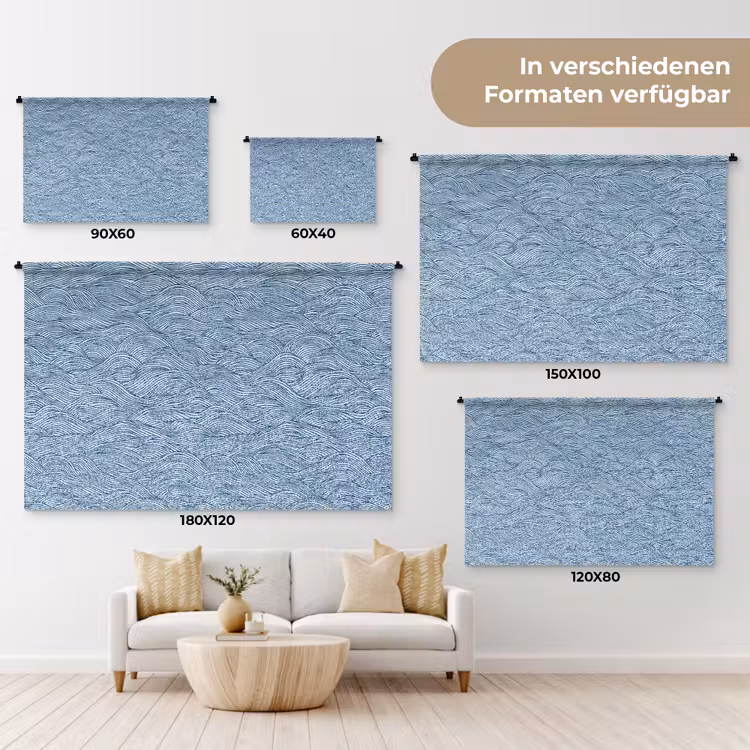Golven - Ritmisch - Blauw Wandkleed katoen klein 269 -tsfeer8_DE