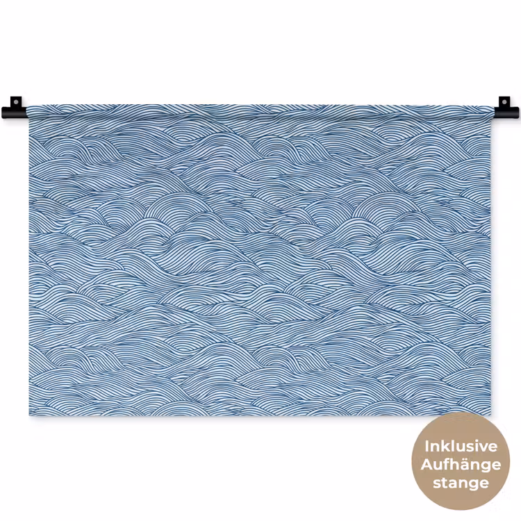 Golven - Ritmisch - Blauw Wandkleed katoen klein 269 -t3d_DE