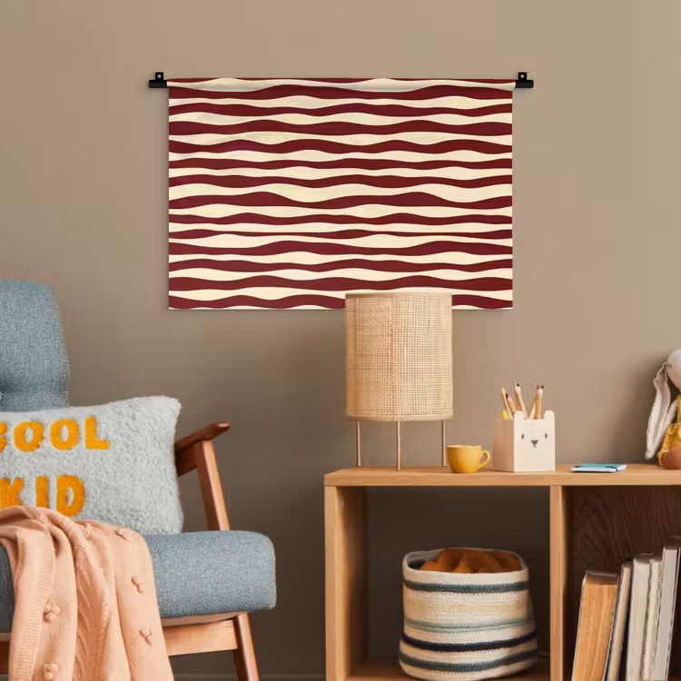 Golven - Rood - Patroon - Crème Wandkleed katoen klein 269 -wsfeer4_kind