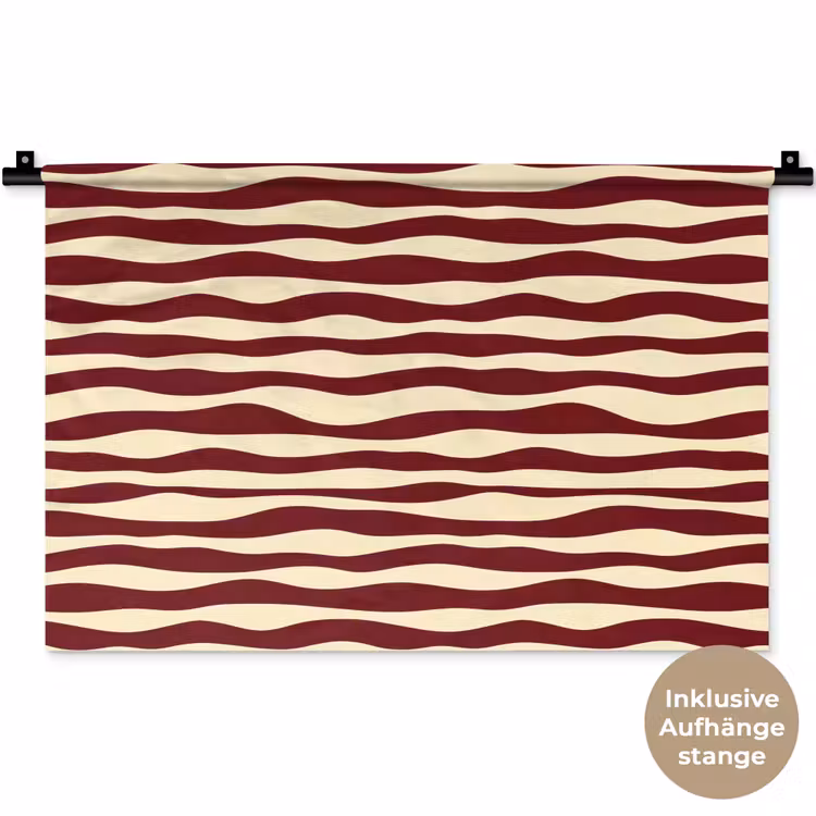Golven - Rood - Patroon - Crème Wandkleed katoen klein 269 -t3d_DE