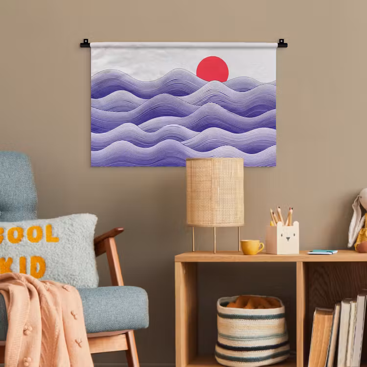 Golven - Zon - Natuur - Abstract - Rood Wandkleed katoen klein -wsfeer4_kind