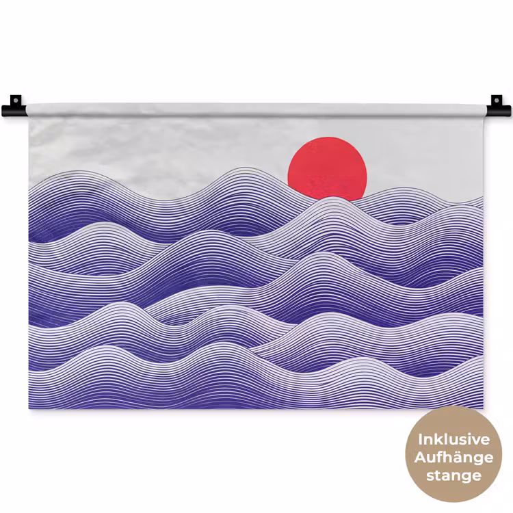 Golven - Zon - Natuur - Abstract - Rood Wandkleed katoen klein -t3d_DE
