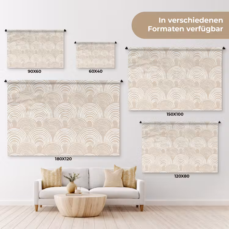 Golven - Structuur - Beige Wandkleed katoen klein 269 -tsfeer8_DE