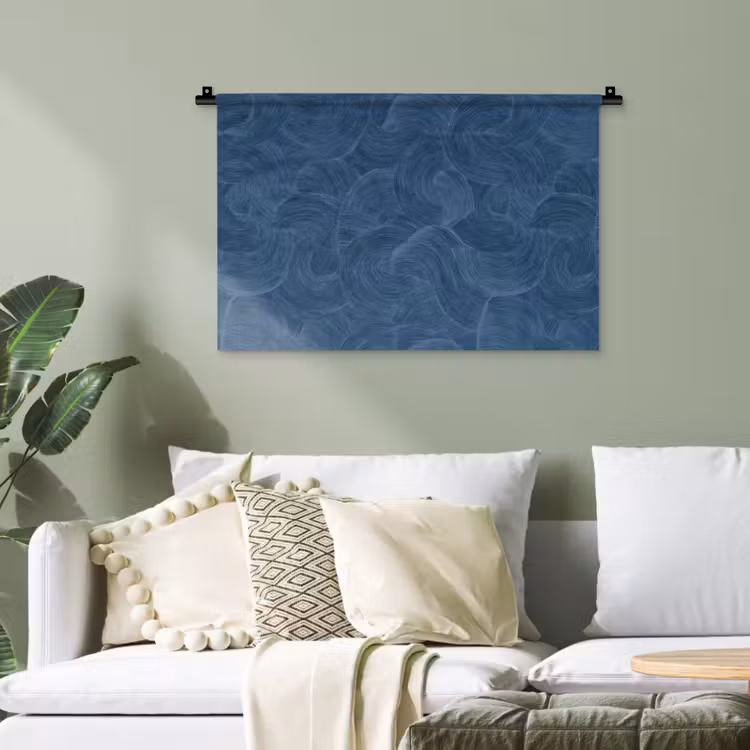 Golven - Textuur - Patroon - Blauw Wandkleed katoen klein 269 -sfeer7