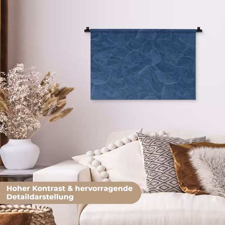 Golven - Textuur - Patroon - Blauw Wandkleed katoen klein 269 -tsfeer1_DE