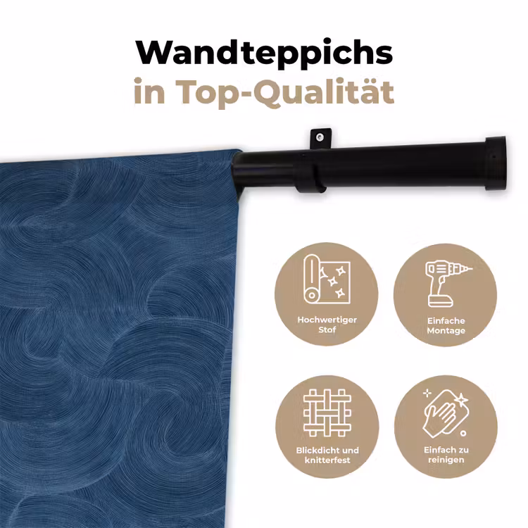 Golven - Textuur - Patroon - Blauw Wandkleed katoen klein 269 -tsfeer2_DE